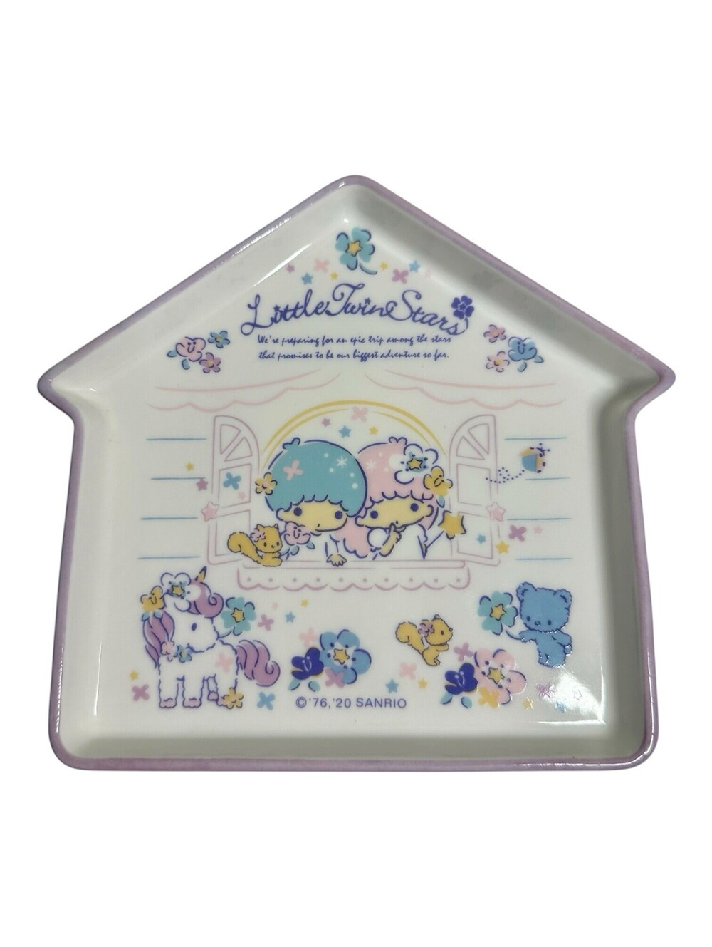 Sanrio 2020 Little Twin Stars Kiki Lala Kawaii House Shaped Ceramic Trinket Dish